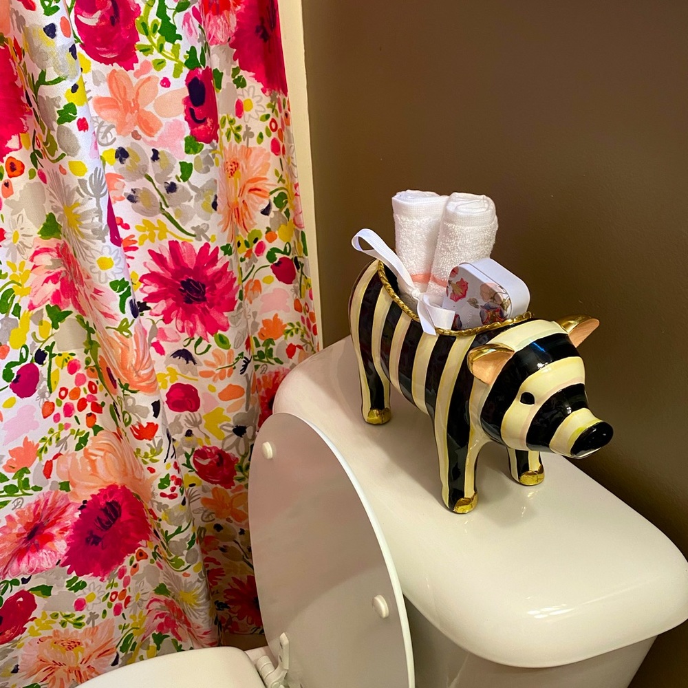 Mackenzie Childs discontinued striped pig planter